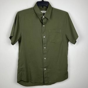 Buck Mason Palm Vintage Camp Cotton Button Down Army Green Shirt Mens Size: M